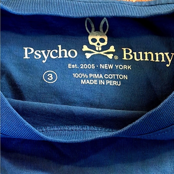 Psycho Bunny Men’s T-Shirt in Blue with Pink and Black Design size 3 (XS) - Picture 2 of 6